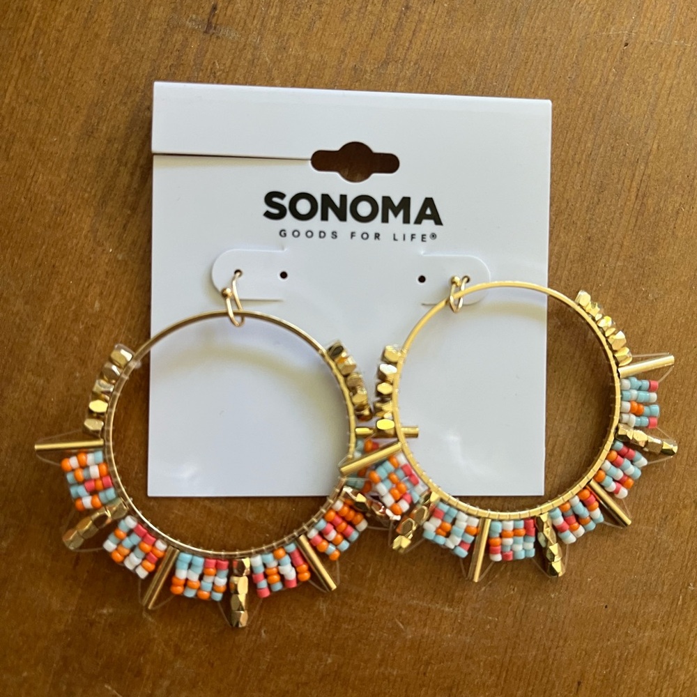 Gold and Orange Geometric Hoop Earrings, Kohl's Sonoma